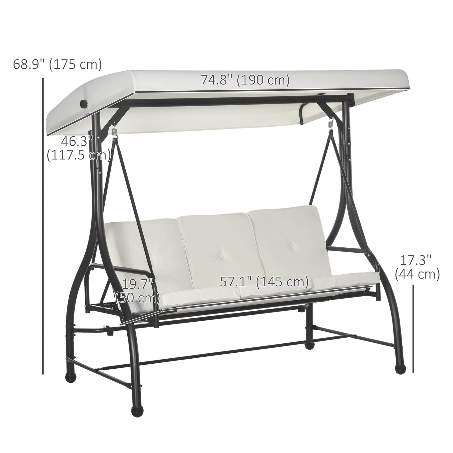 Convertible Patio Swing Bed with Canopy, 3 Seater, White Porch Swings with Canopy at Gallery Canada