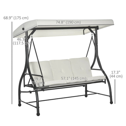 Convertible Patio Swing Bed with Canopy, 3 Seater, White Porch Swings with Canopy at Gallery Canada