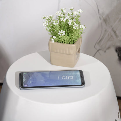 12.5" Steel Round Patio End Table, Hollow Drum Side Table, White Patio Side Tables at Gallery Canada