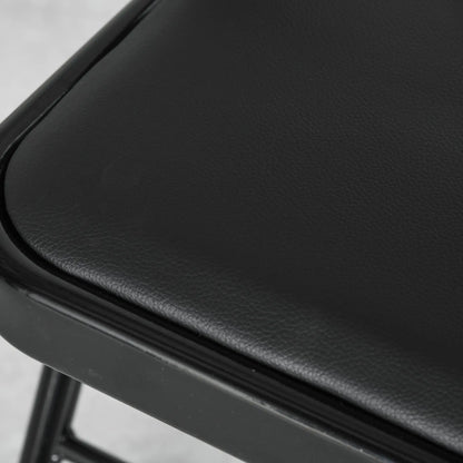 Set of 2 Metal Foldable Chairs, PU Leather Padded, Black Bar Stools at Gallery Canada
