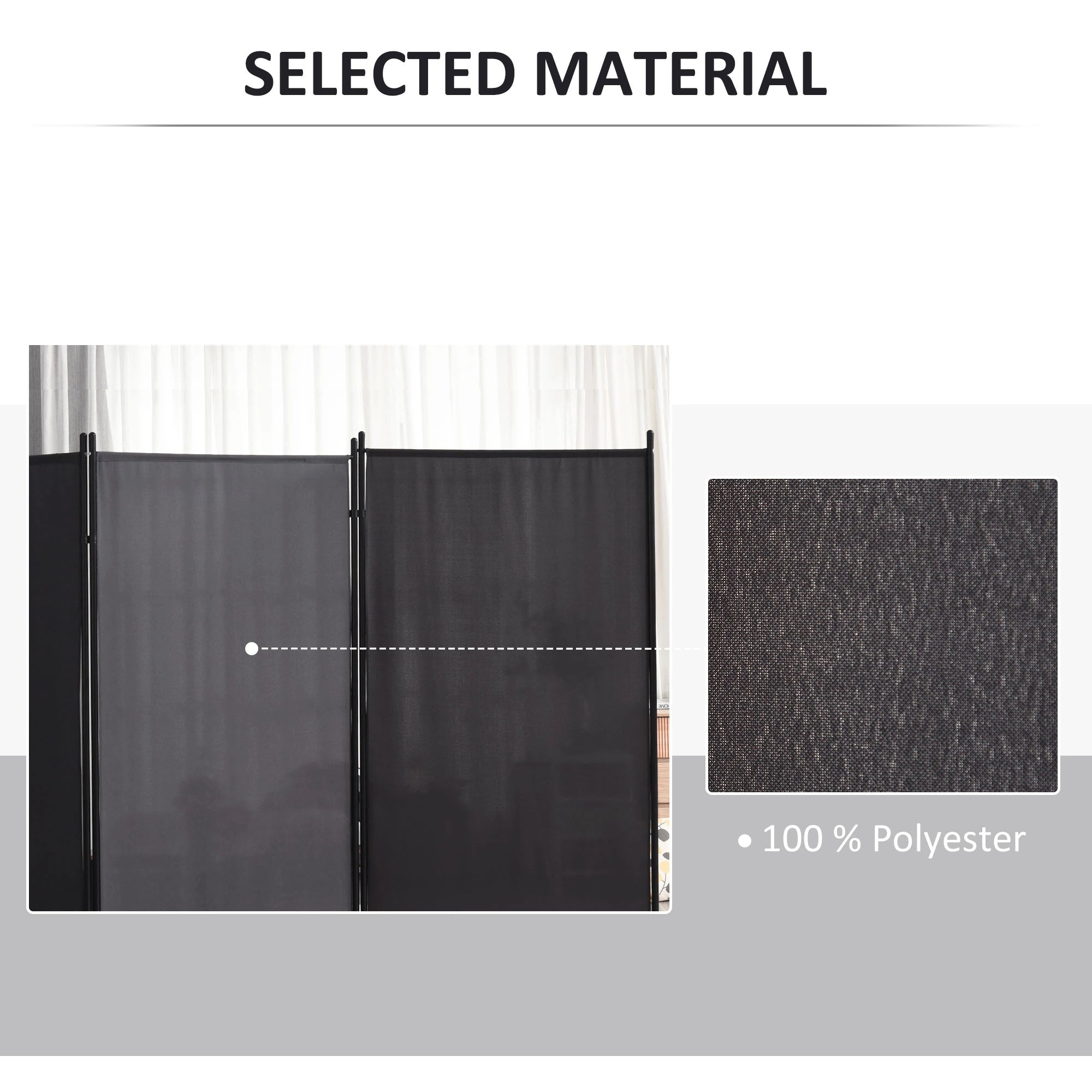 6' 3 Panel Room Divider, Double Hinged, Indoor Privacy Screen, Charcoal Grey Room Dividers at Gallery Canada