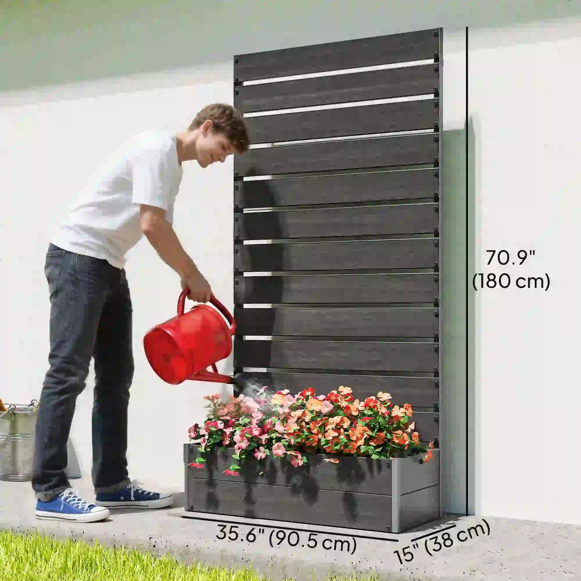 Trellis Planter for Climbing Plants, Raised Garden Bed, Outdoor, Black Raised Garden Beds at Gallery Canada