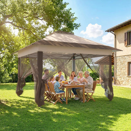 12' x 12' Foldable Pop-up Party Tent, Steel Frame, Khaki Pop Up Canopies at Gallery Canada