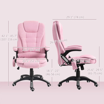6 Point Vibrating Massage Chair, High Back Executive, Reclining, Swivel Wheels, Pink Massage Chairs at Gallery Canada