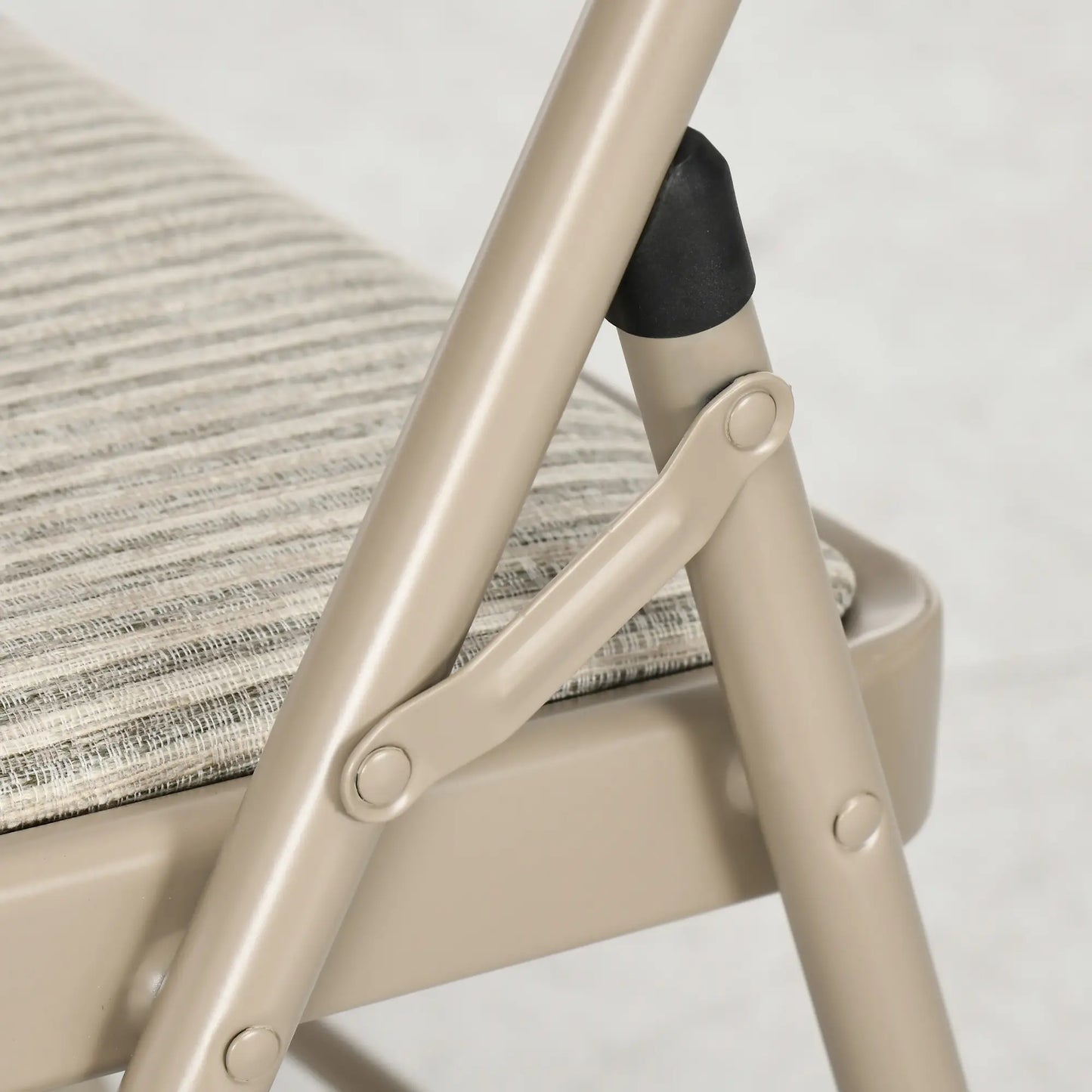 Set of 6 Metal Foldable Chairs, Linen Padded, Beige Dining Chairs at Gallery Canada