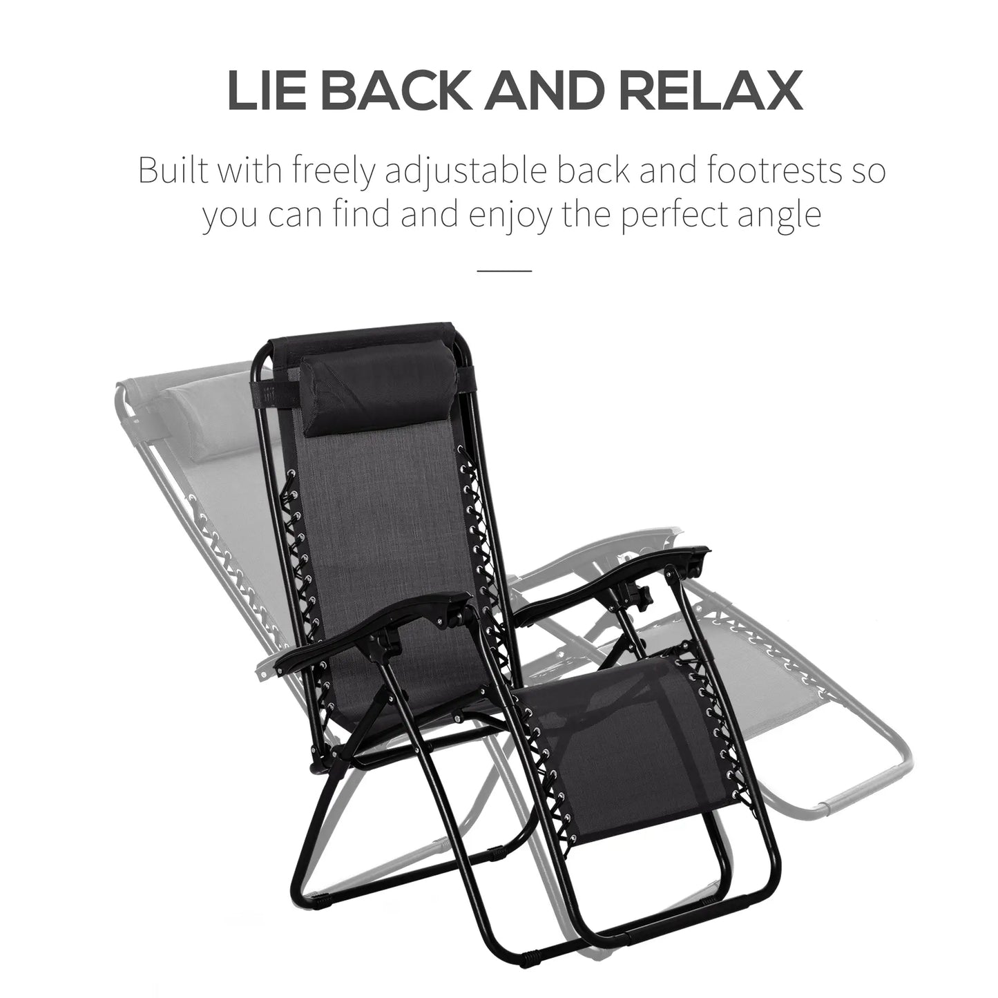 Zero Gravity Chair Set of 2, Patio Chair with Side Table, Black Lounger Chairs at Gallery Canada