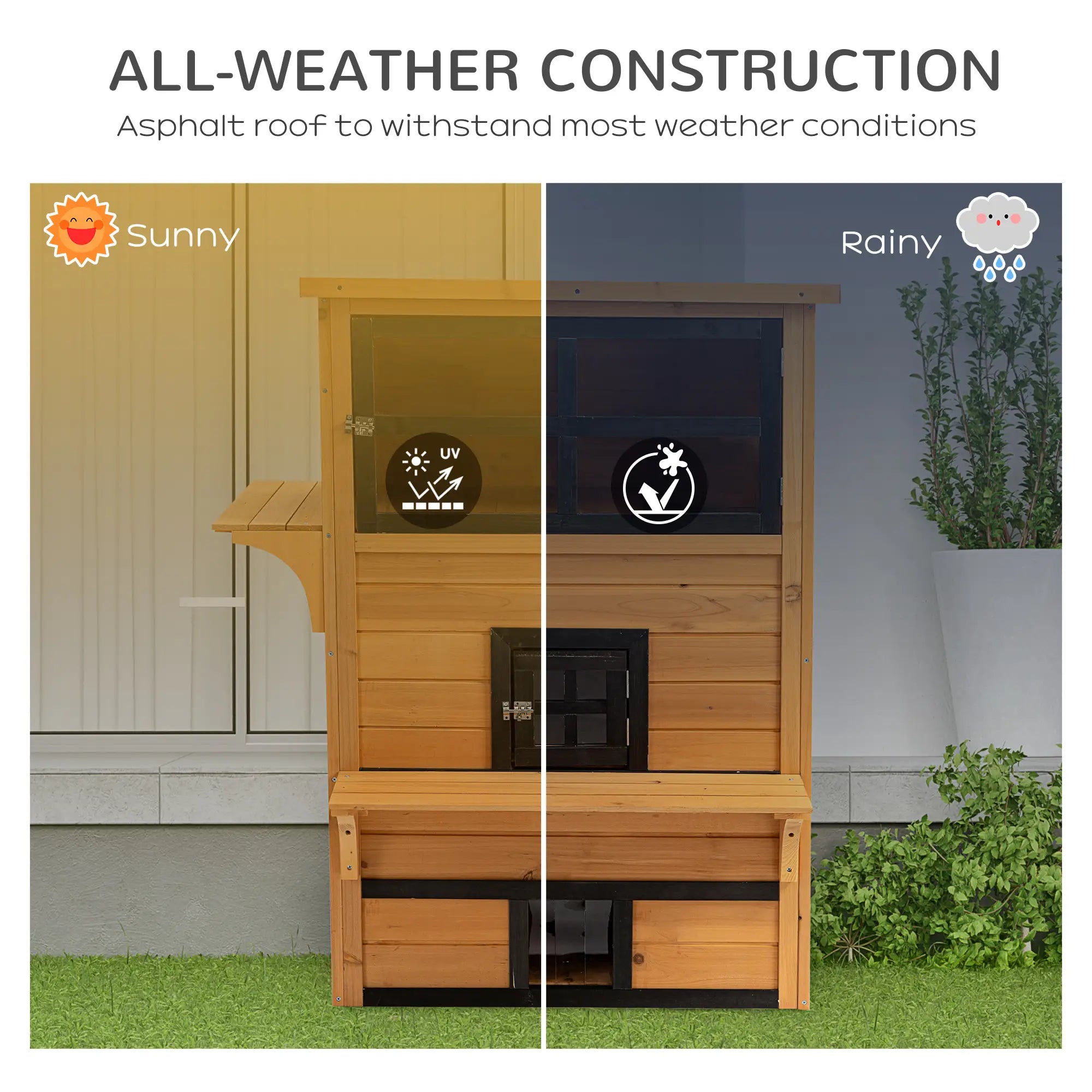 Outdoor Cat House, 3-Tier Kitty Shelter, Weather Resistant, Escape Door Cat Houses at Gallery Canada