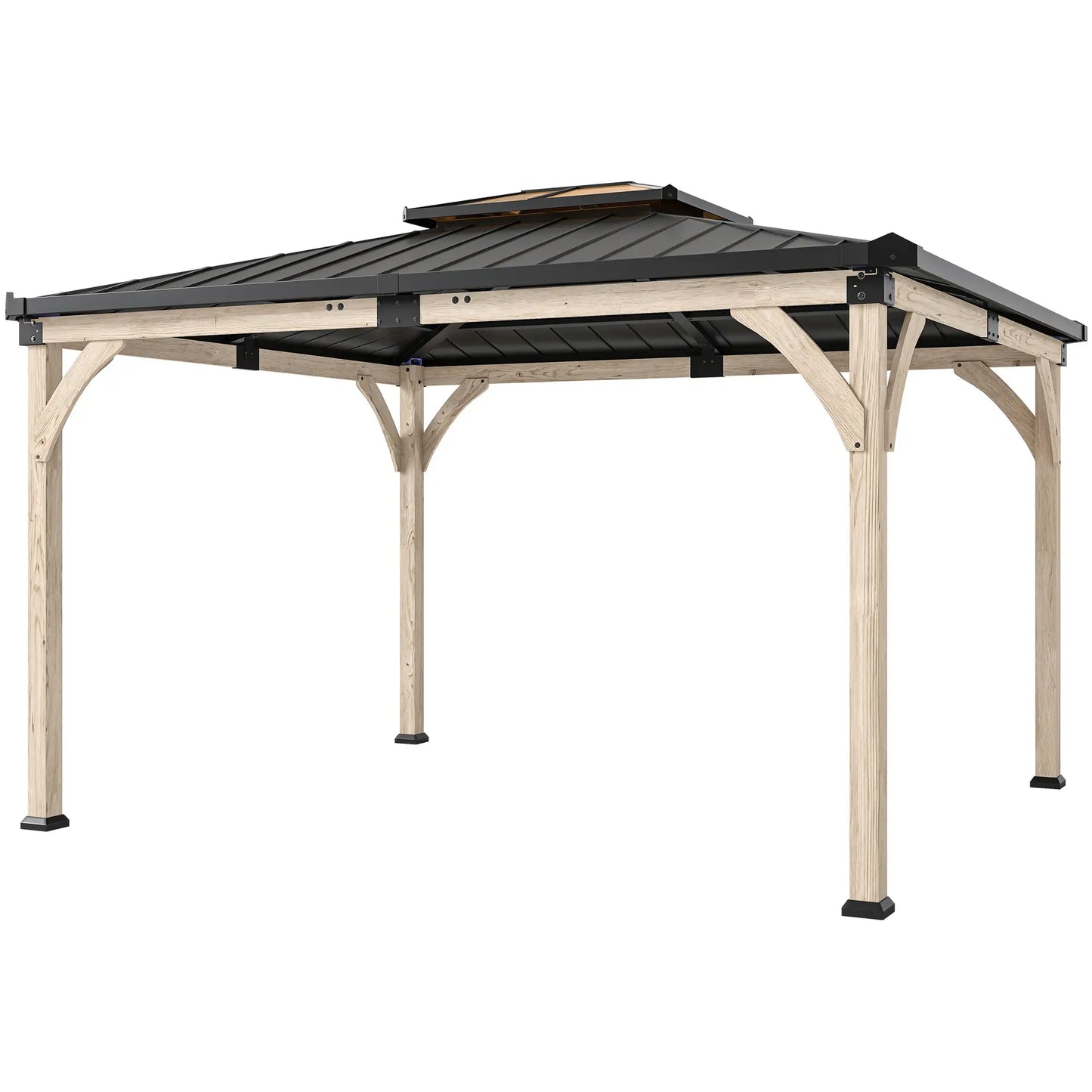 12' x 14' Hardtop Gazebo, Galvanized Steel Roof, Wood Frame, Light Walnut Gazebos at Gallery Canada
