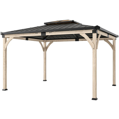 12' x 14' Hardtop Gazebo, Galvanized Steel Roof, Wood Frame, Light Walnut Gazebos at Gallery Canada