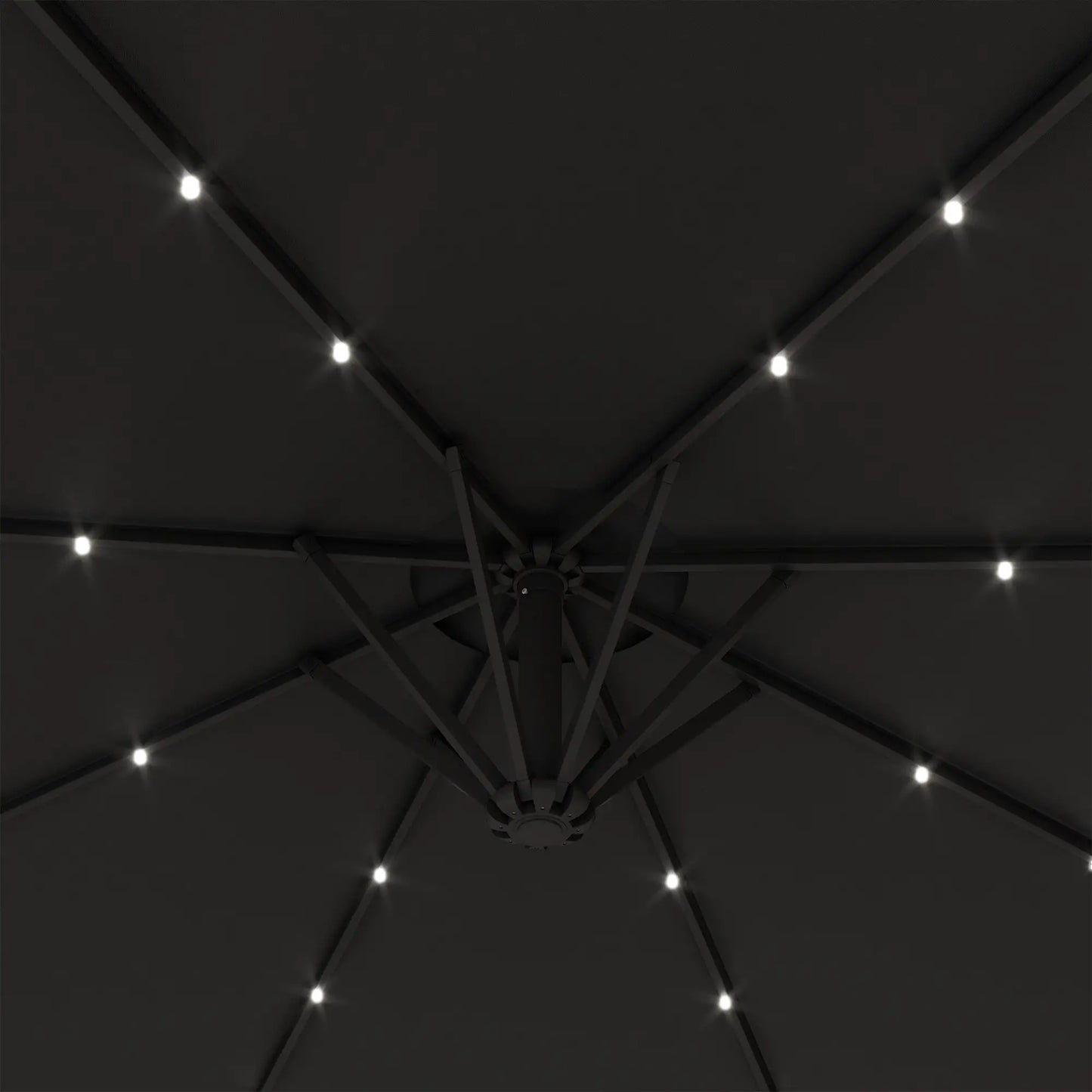 9.5' Offset Patio Umbrella with Solar LED Lights, Dark Grey Cantilever Umbrellas at Gallery Canada