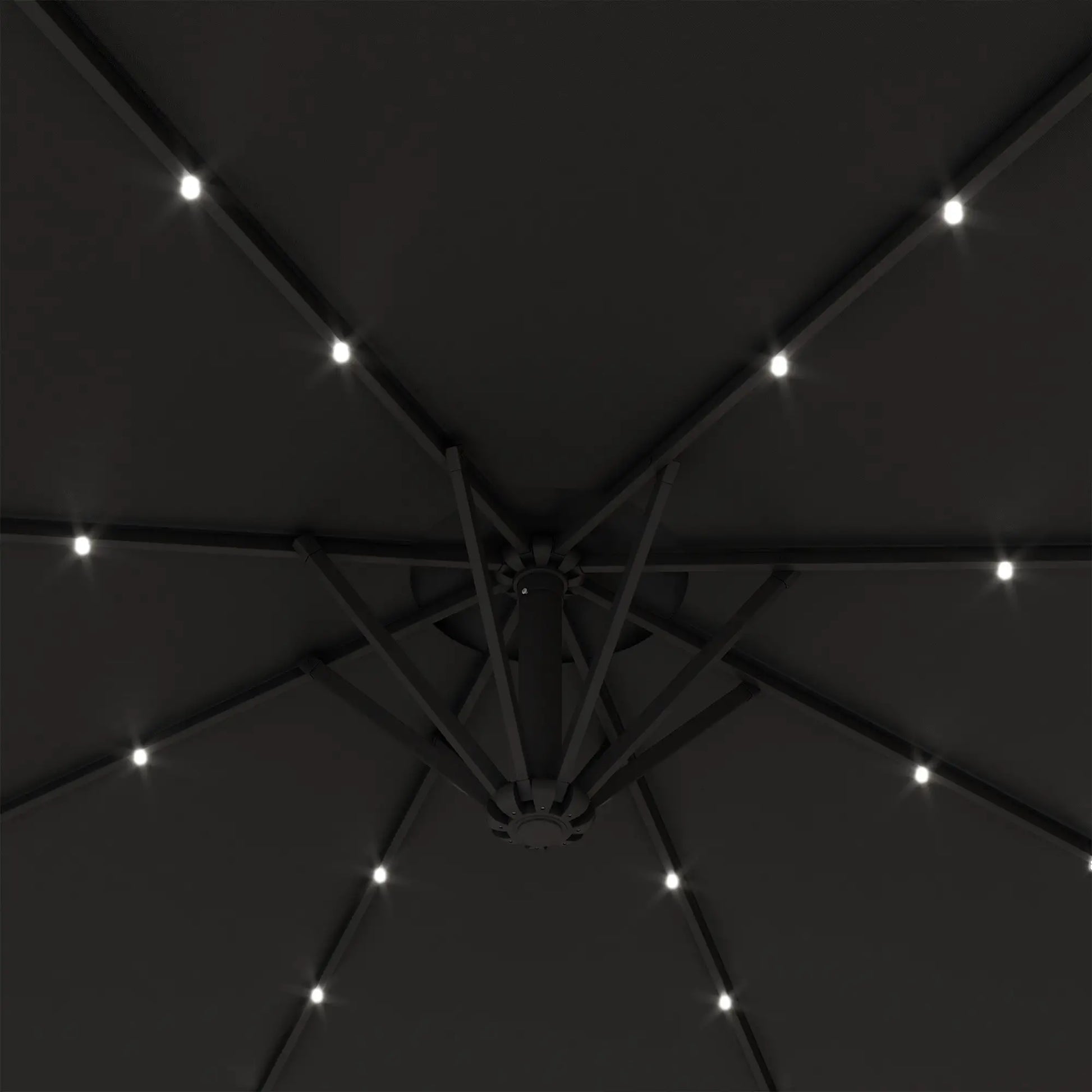 9.5' Offset Patio Umbrella with Solar LED Lights, Dark Grey Cantilever Umbrellas at Gallery Canada