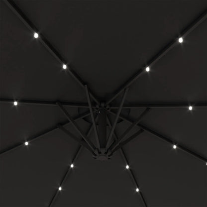 9.5' Offset Patio Umbrella with Solar LED Lights, Dark Grey Cantilever Umbrellas at Gallery Canada