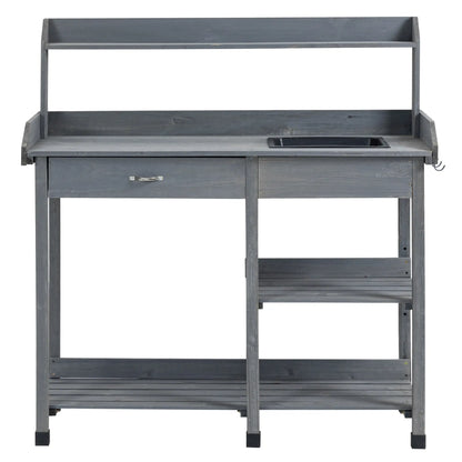 Potting Bench With Sink, Storage Shelves & Hooks, Garden Workstation Potting Benches & Tables at Gallery Canada
