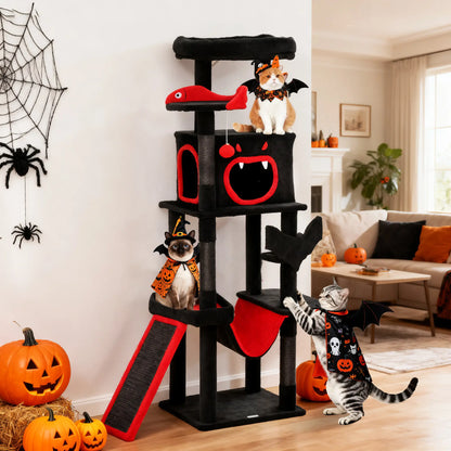 Gothic Cat Tree, 60" Tall, Coffin Bed, Scratching Posts, Black Cat Towers at Gallery Canada