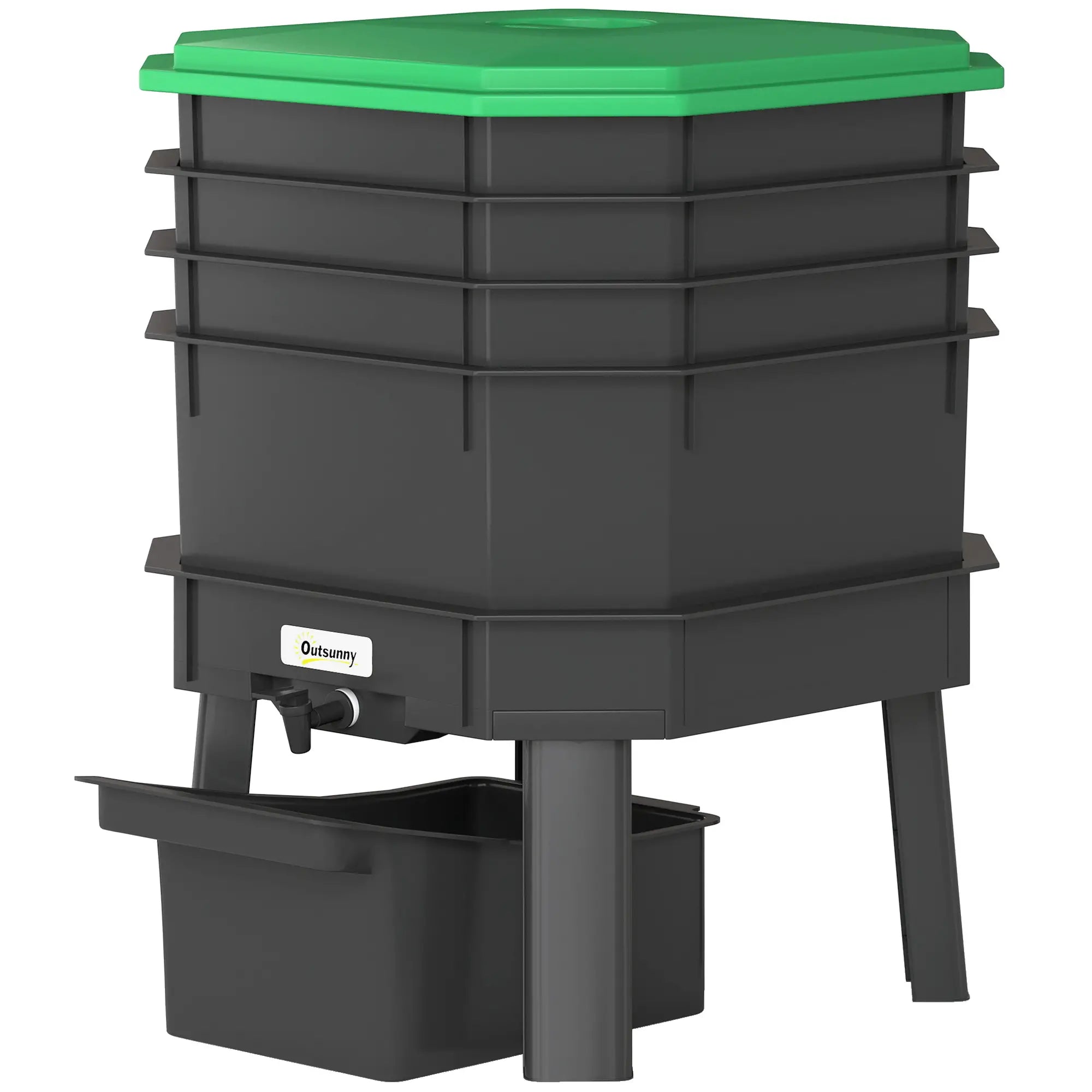 4-Tray Worm Composter Bin, 7.4 Gal, Dark Green Garden Accessories Dark Green at Gallery Canada