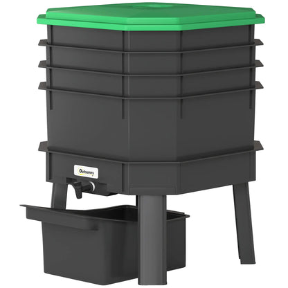 4-Tray Worm Composter Bin, 7.4 Gal, Dark Green Garden Accessories Dark Green at Gallery Canada