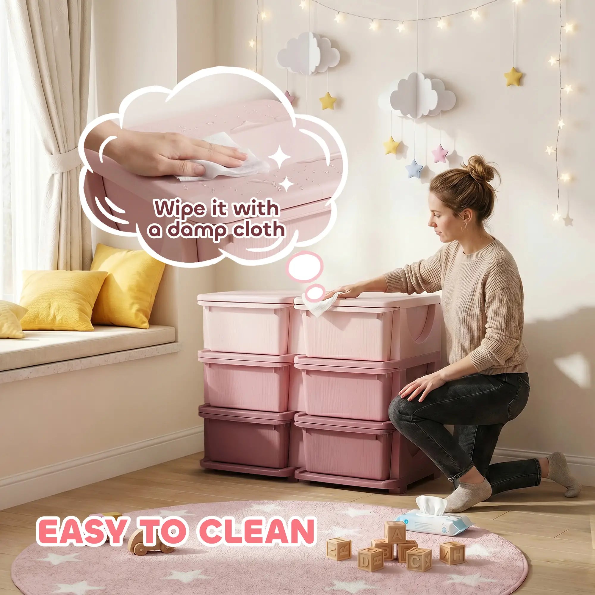 3 Tier Toy Organizer, 6 Plastic Drawers, Pink Baby & Kids Storage at Gallery Canada
