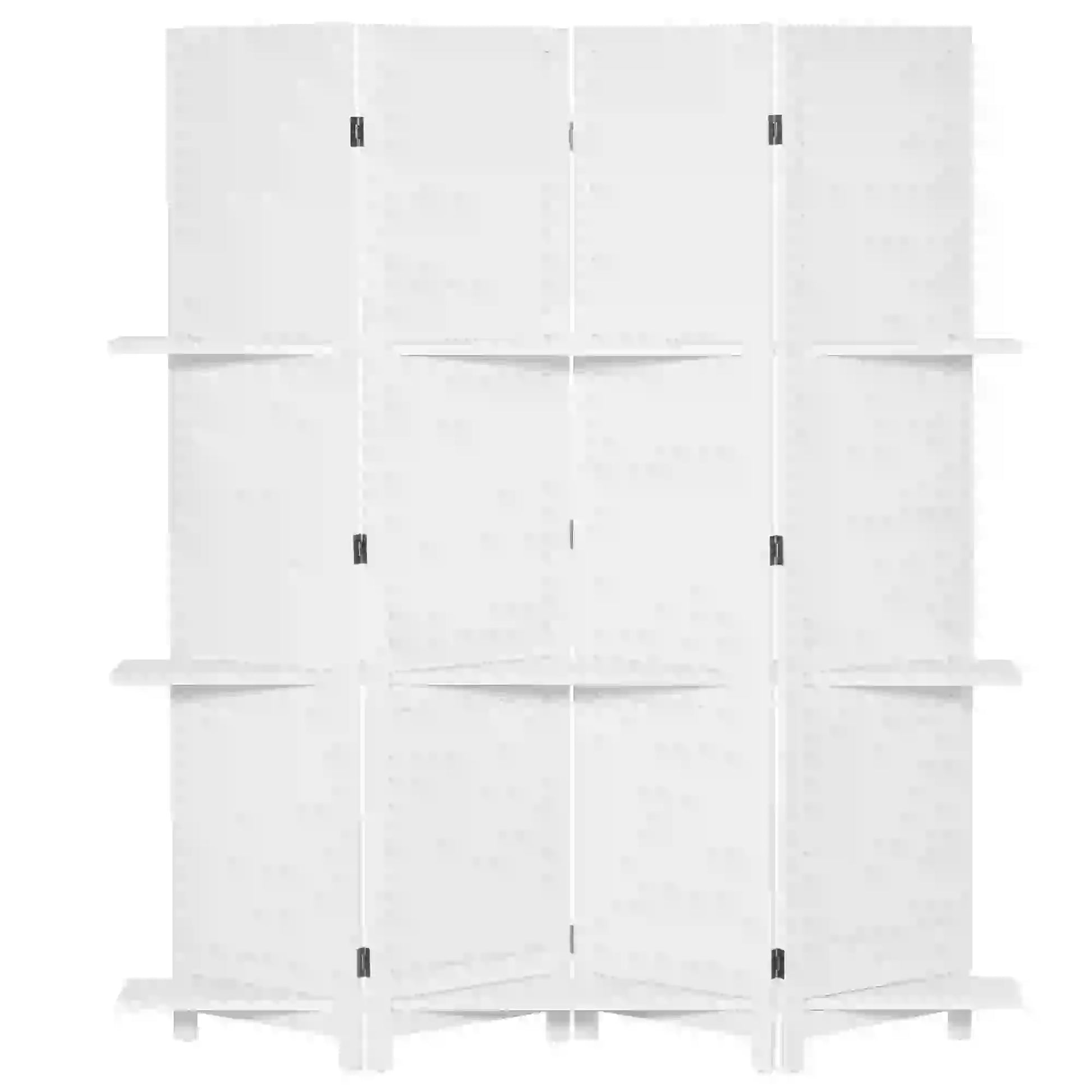 4-Panel Wall Partition, 3 Storage Shelves, Foldable, Wooden Frame, 5.6FT, White Room Dividers White at Gallery Canada