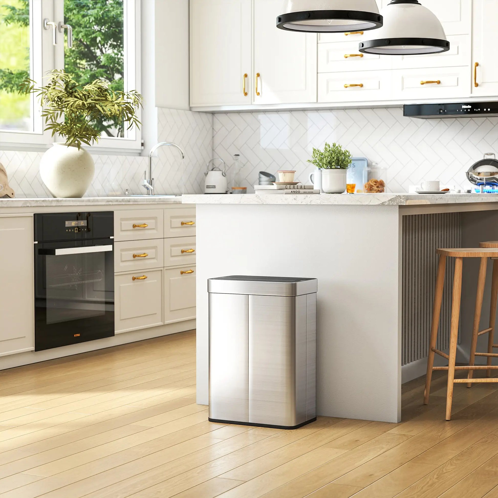 14.5 Gallon Sensor Can, Automatic Garbage Can, Stainless Steel, Silver Household Supplies at Gallery Canada