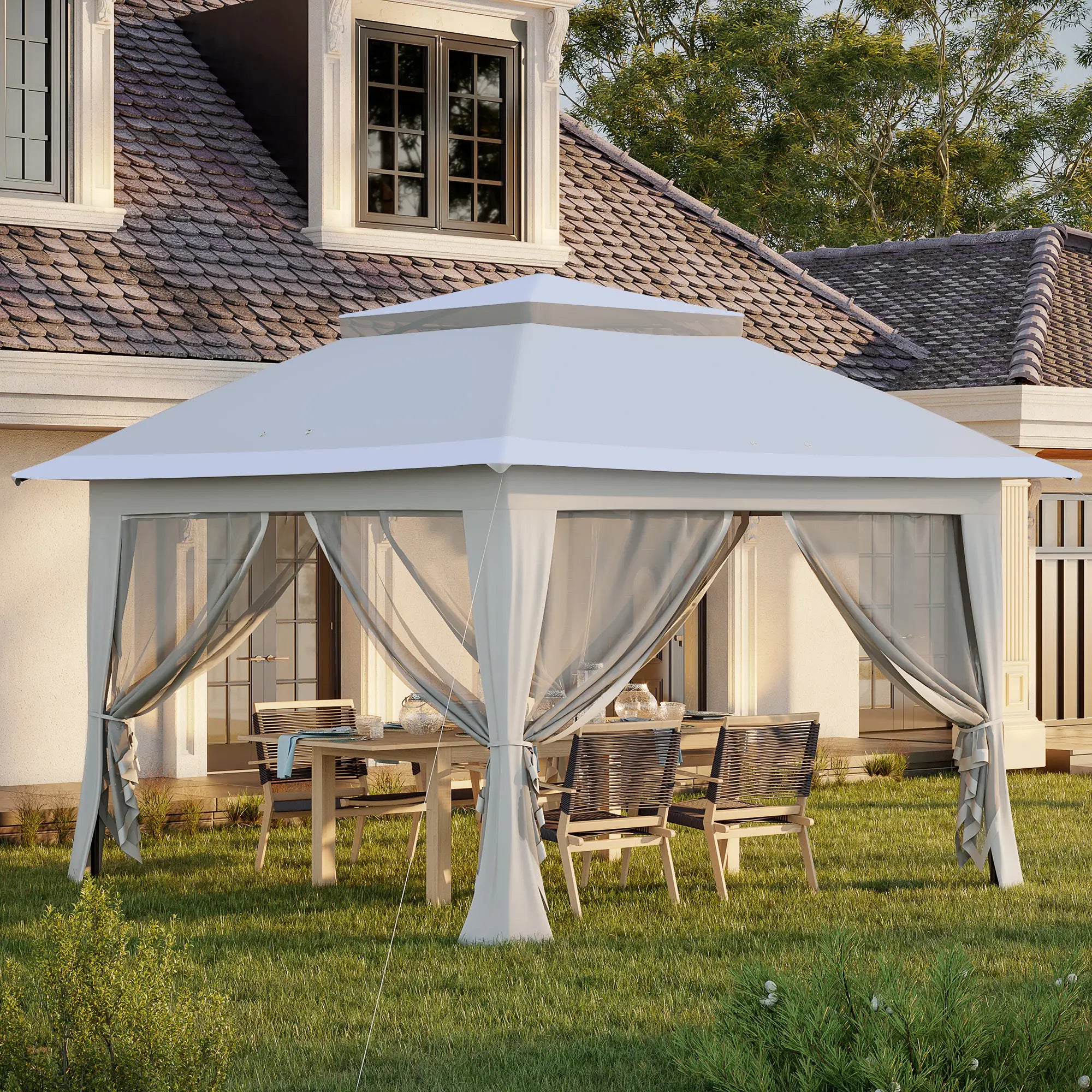 12' x 12' Foldable Pop-Up Party Tent, Canopy Sun Shade, Light Grey Pop Up Canopies at Gallery Canada