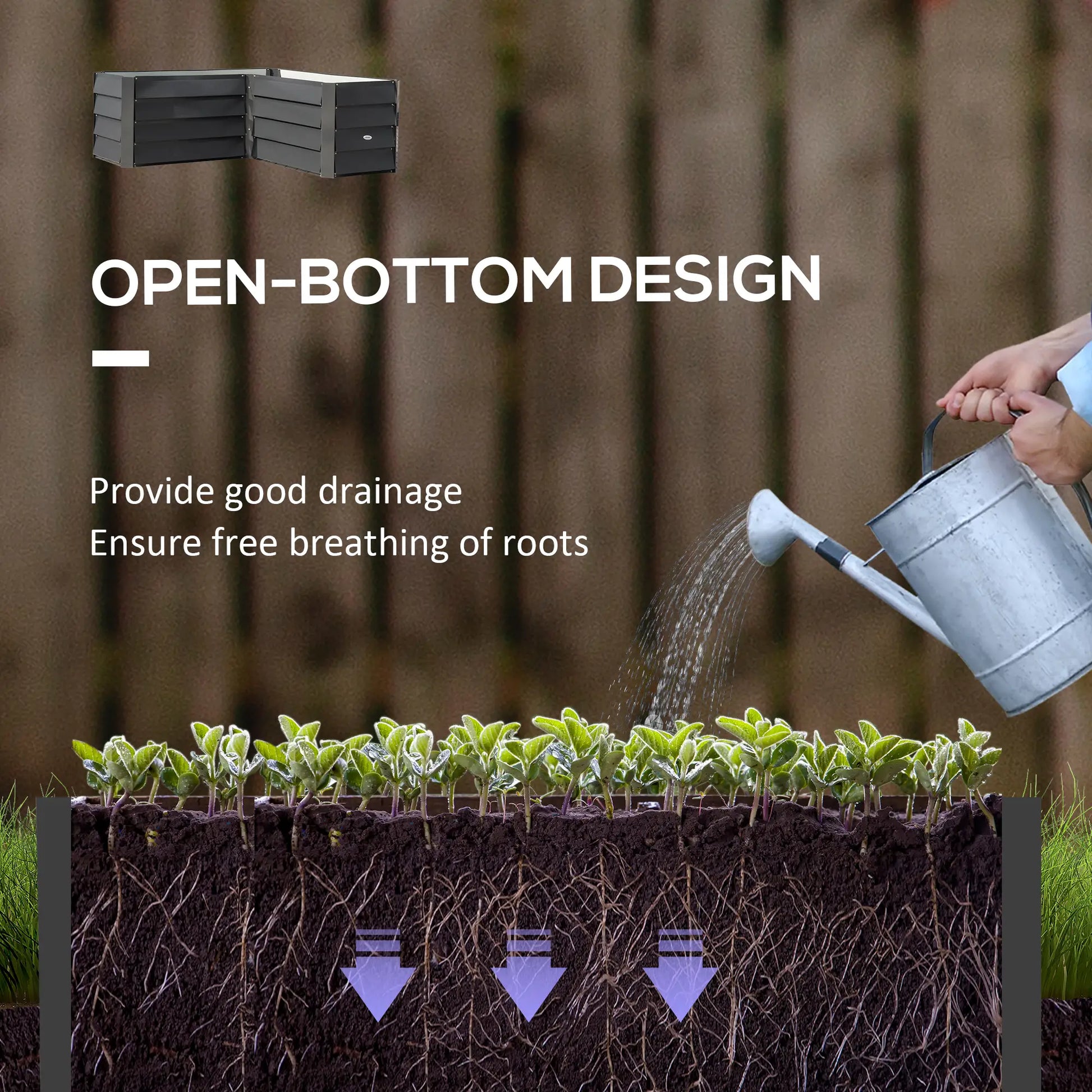 45" x 45" x 17" L-Shaped Galvanized Steel Raised Garden Bed, Dark Grey Raised Garden Beds at Gallery Canada