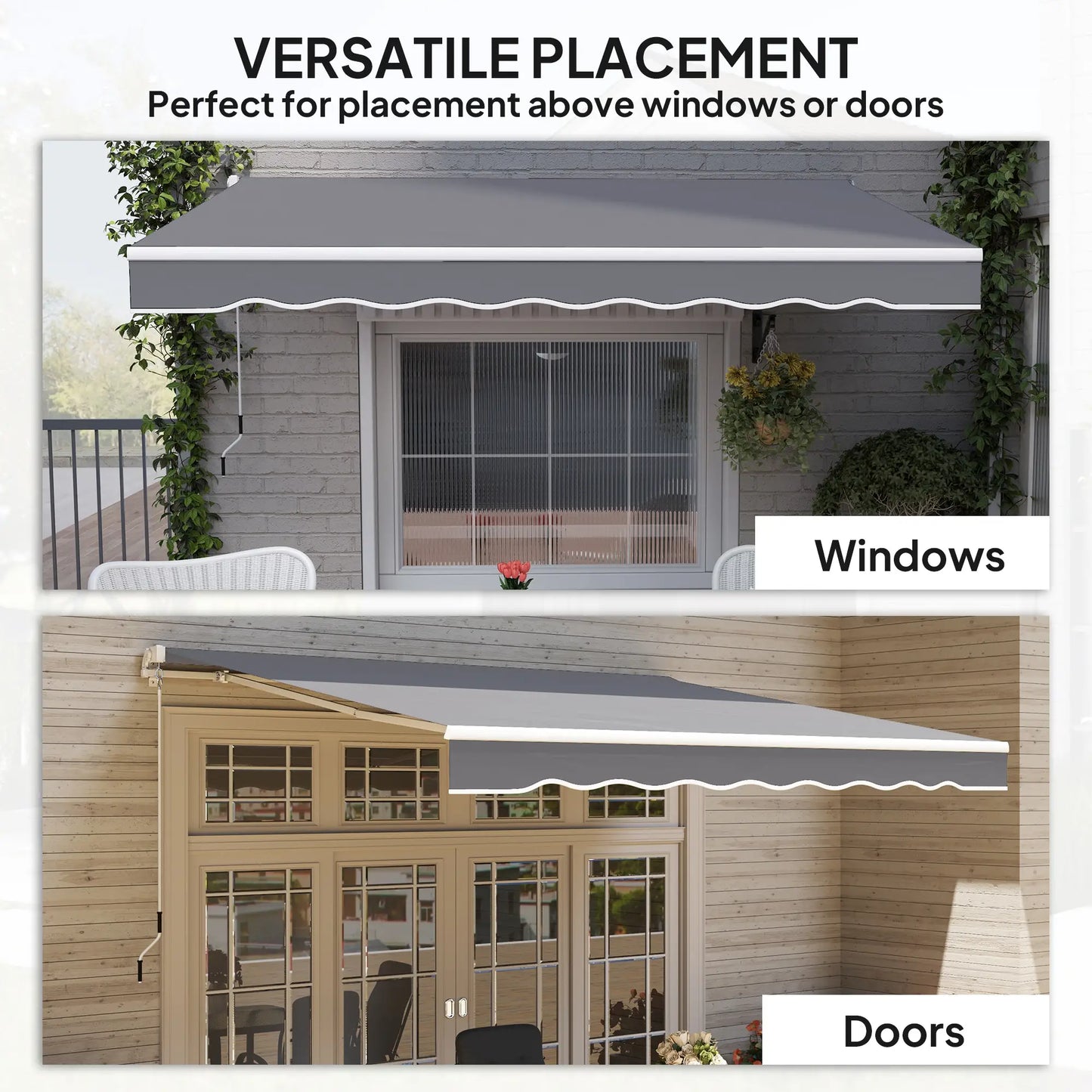 8' x 7' Retractable Awning, UV Water-Resistant Fabric, Dark Grey Patio Awnings at Gallery Canada