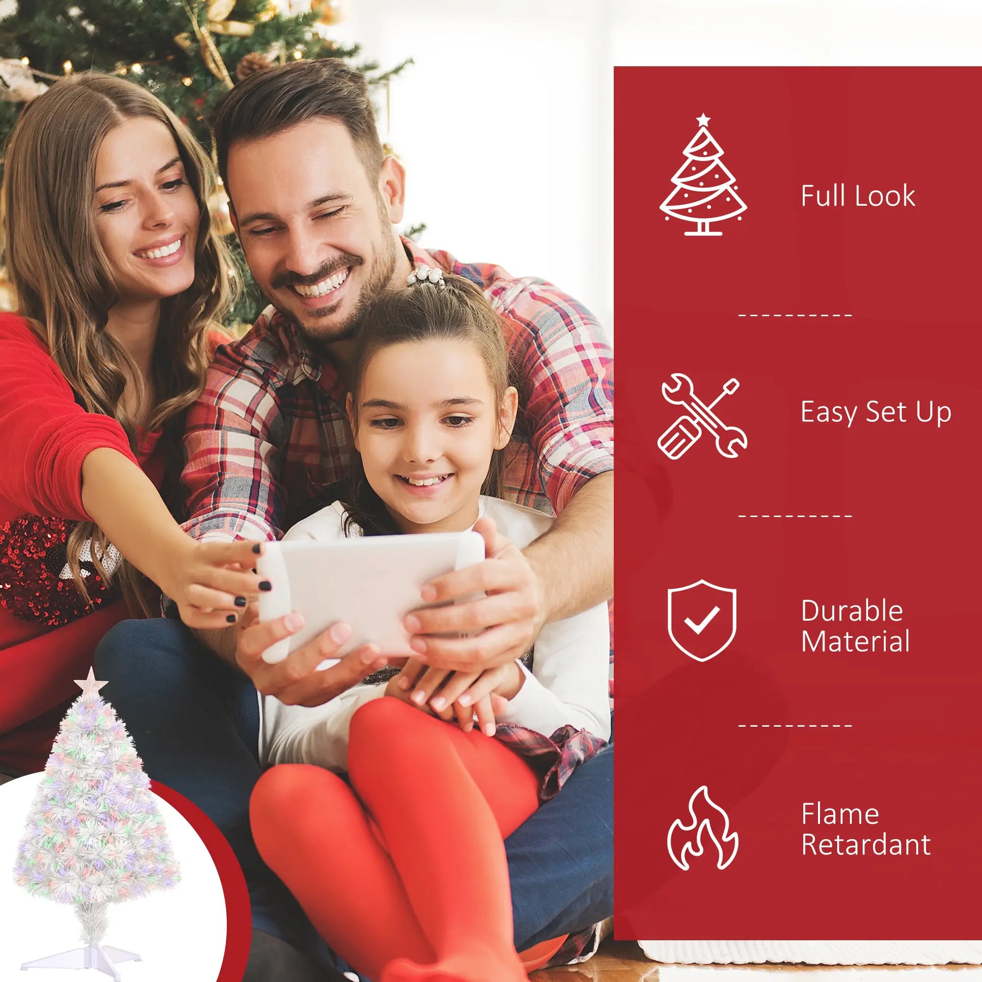 2.5FT Prelit Artificial Tabletop Christmas Tree, Fiber Optics, White Artificial Christmas Trees at Gallery Canada