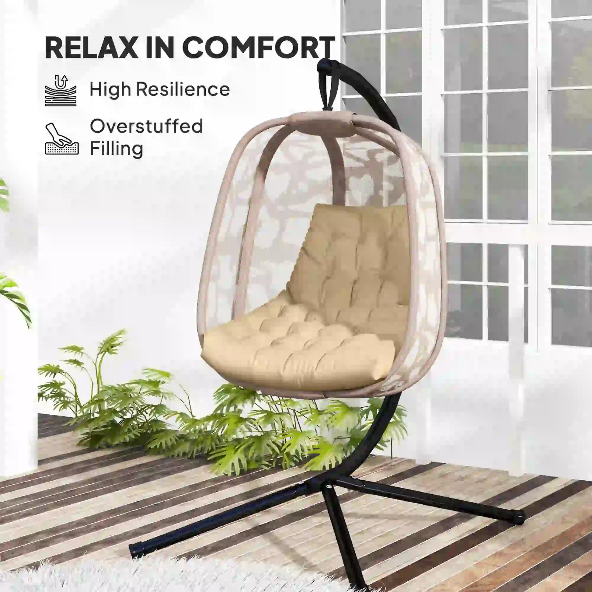 Outdoor Swing Cushion, Tufted Patio Cushion, Beige Patio Chair Cushions at Gallery Canada