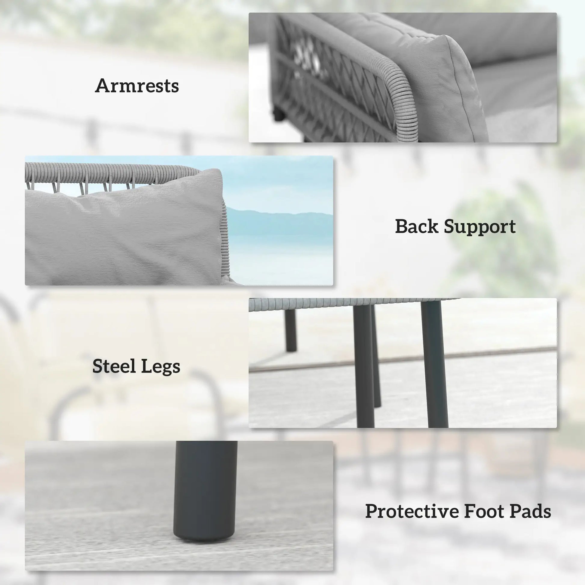 2-Piece Wicker Patio Set, Small Loveseat with Glass Table, Light Grey Patio Furniture Sets at Gallery Canada