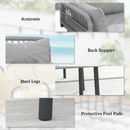 2-Piece Wicker Patio Set, Small Loveseat with Glass Table, Light Grey Patio Furniture Sets at Gallery Canada