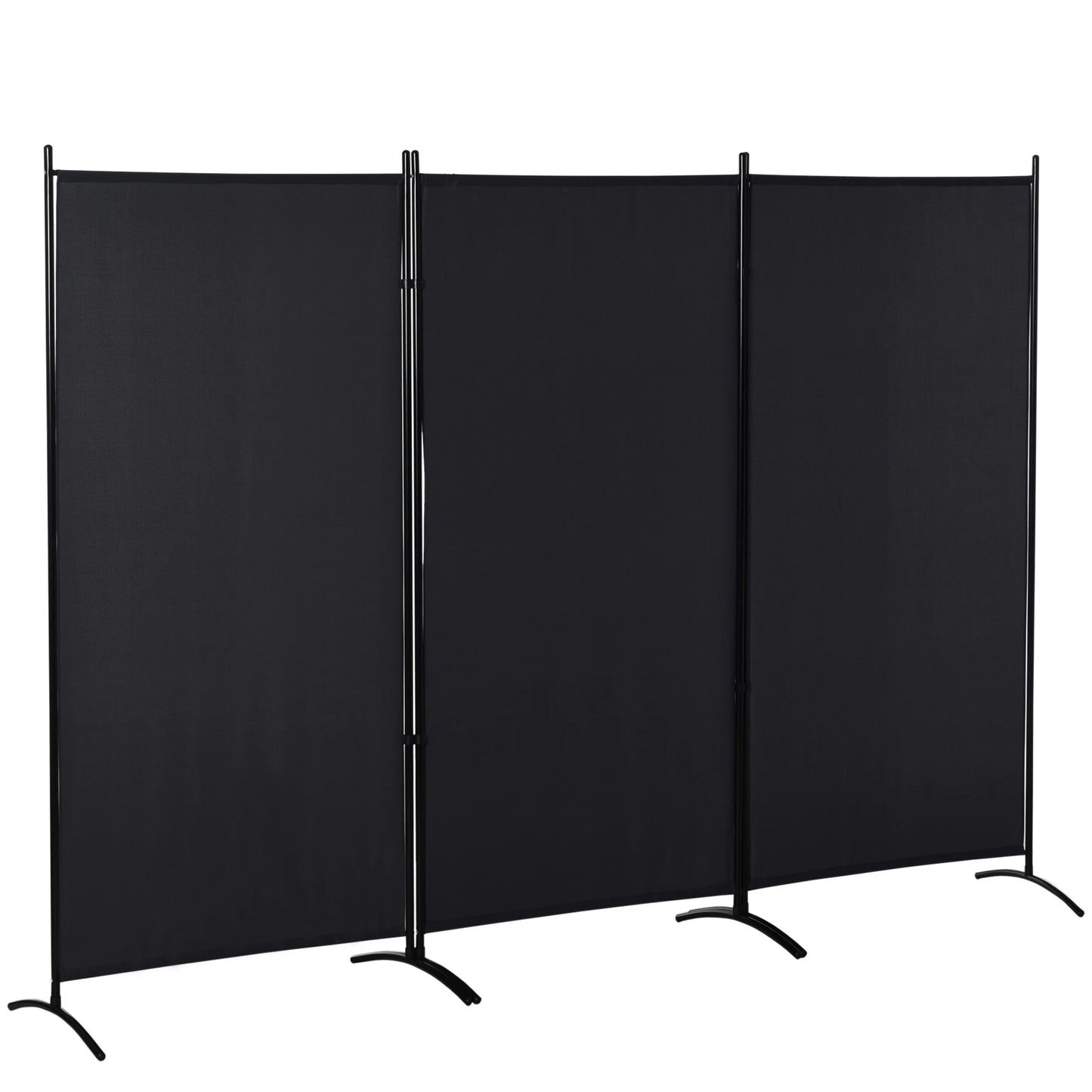 6' 3 Panel Room Divider, Double Hinged, Indoor Privacy Screen, Black Room Dividers Black at Gallery Canada