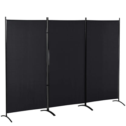 6' 3 Panel Room Divider, Double Hinged, Indoor Privacy Screen, Black Room Dividers Black at Gallery Canada