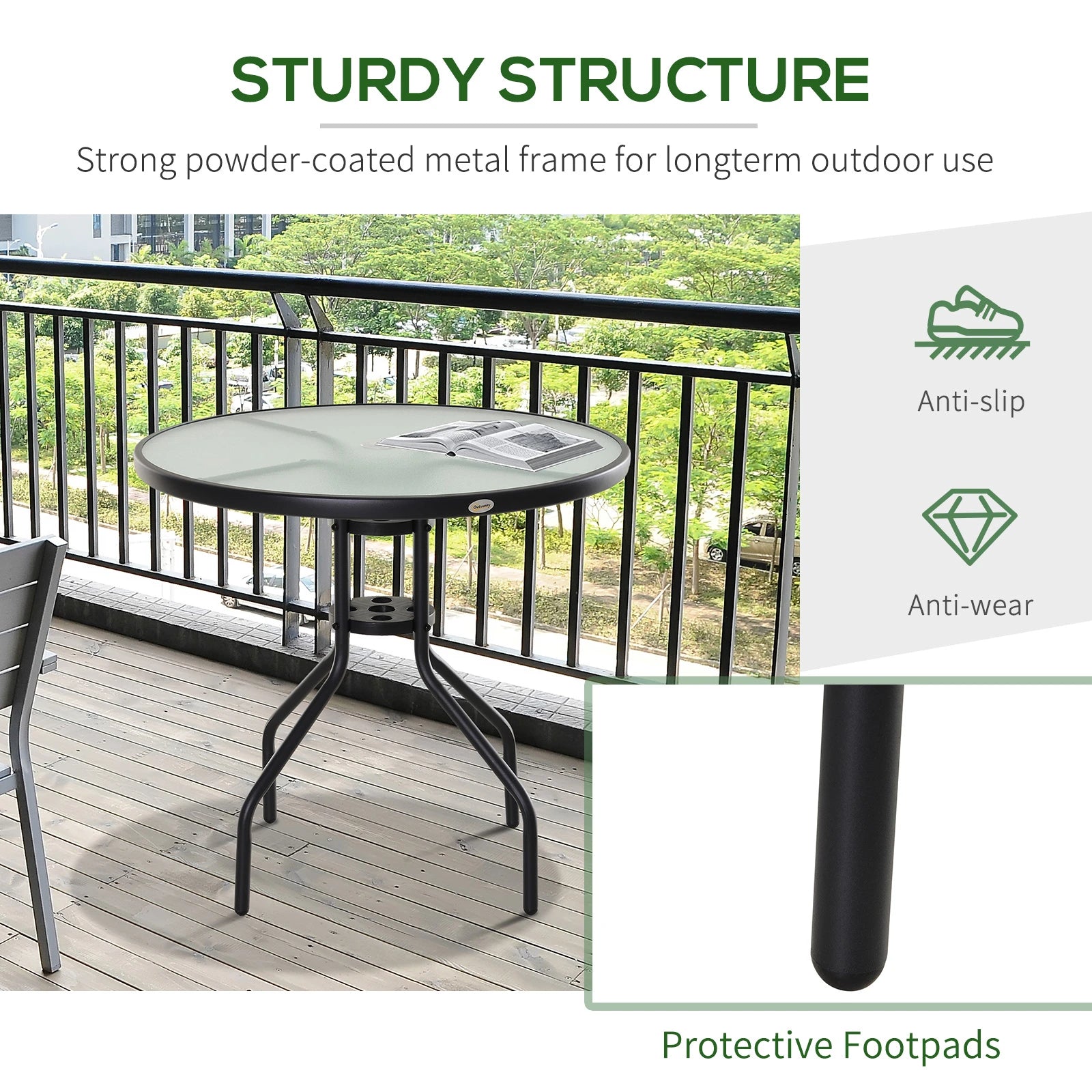 31.5'' Round Bistro Table, Outdoor Dining, Tempered Glass Top, Weather-resistant Patio Side Tables at Gallery Canada