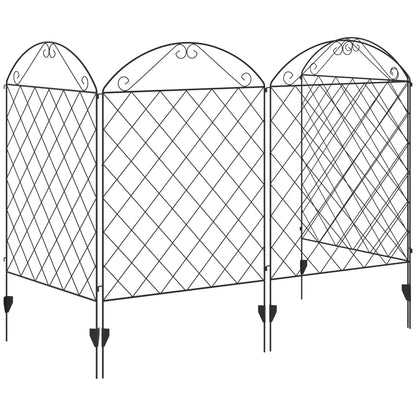 Outdoor Metal Garden Fence Panels, Animal Barrier, 4 Pack, Curved Scrollworks Garden Fences Black at Gallery Canada