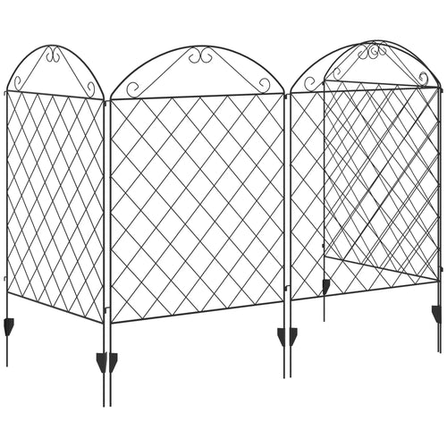 Outdoor Metal Garden Fence Panels, Animal Barrier, 4 Pack, Curved Scrollworks