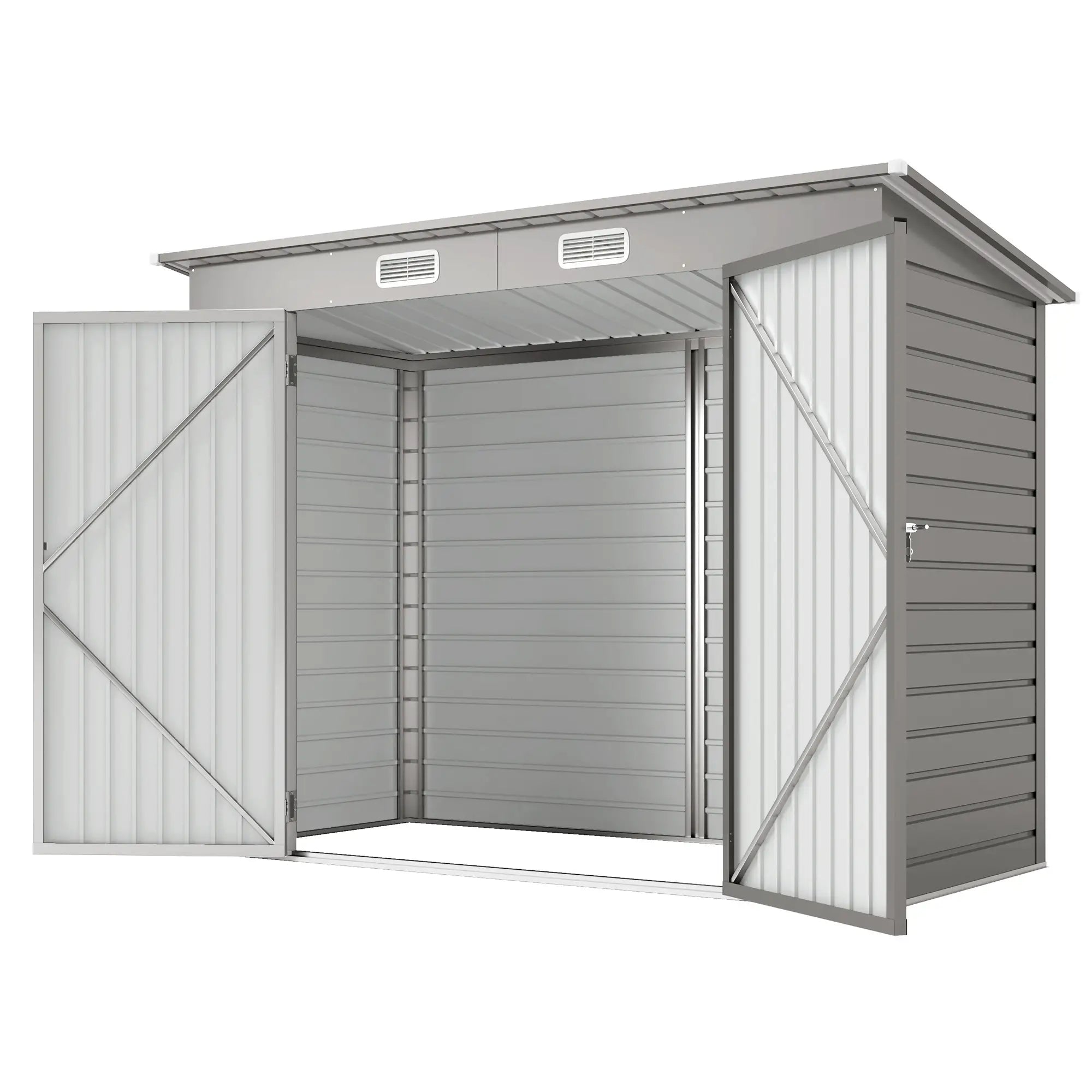 8 x 4FT Galvanized Garden Storage Shed, Metal Outdoor Shed, Light Grey Sheds Light Grey at Gallery Canada