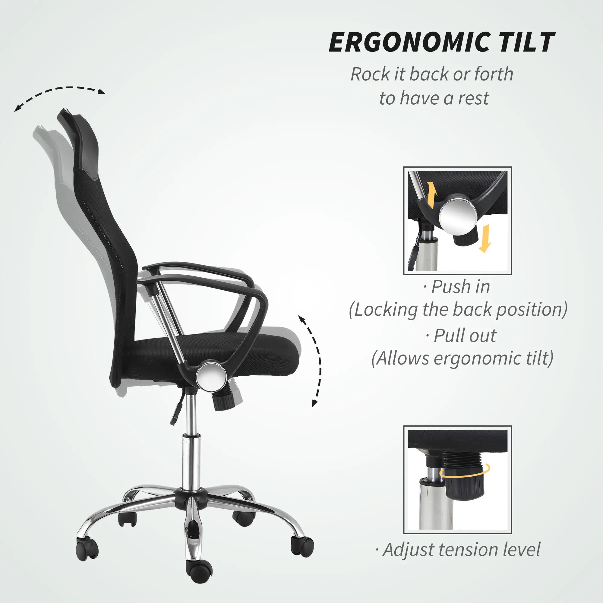 Ergonomic Mesh Office Chair, High Back, Adjustable Height, Black Task Chairs at Gallery Canada