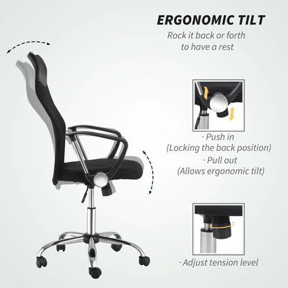 Ergonomic Mesh Office Chair, High Back, Adjustable Height, Black Task Chairs at Gallery Canada
