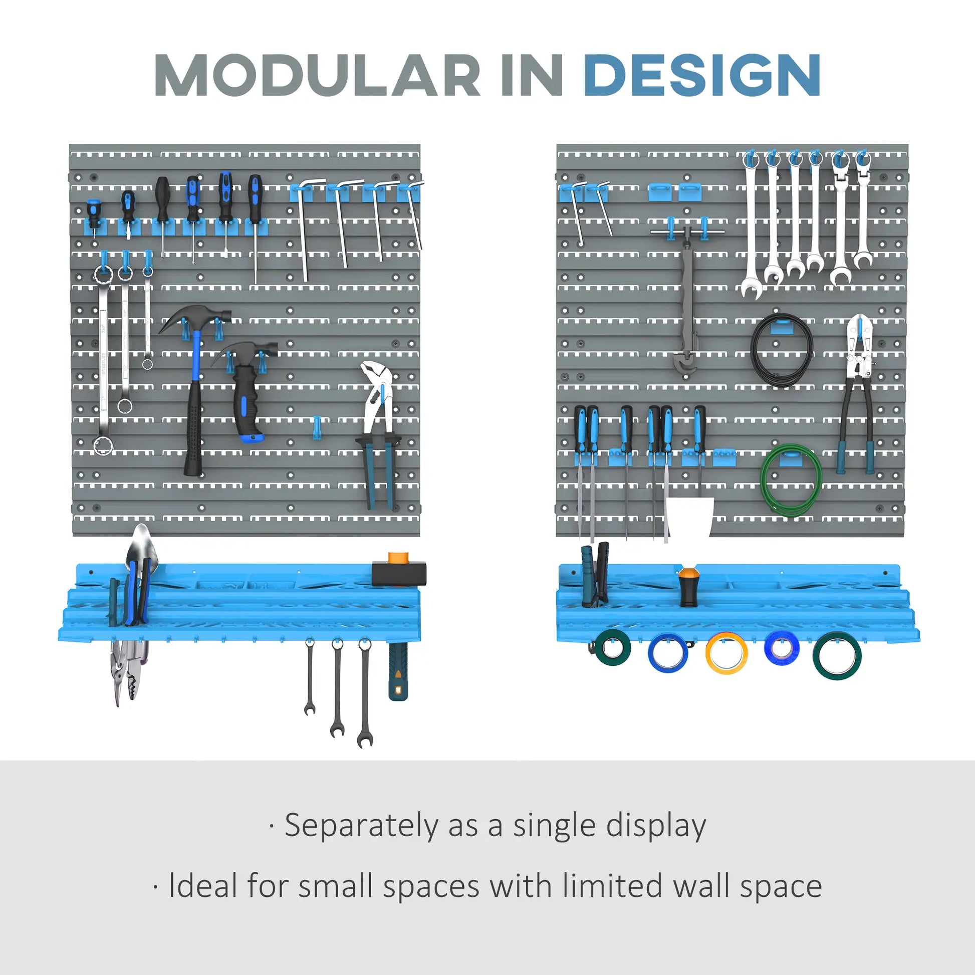 54 Piece Pegboard Shelf Tool Organizer, Wall Mounted, 50 Hooks, Blue Tool Organizers at Gallery Canada