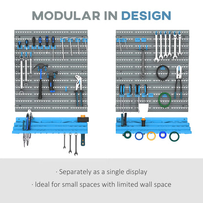 54 Piece Pegboard Shelf Tool Organizer, Wall Mounted, 50 Hooks, Blue Tool Organizers at Gallery Canada