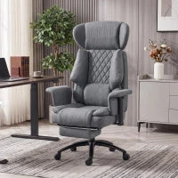 Heavy Duty Office Chair, Footrest, Lumbar Support, Grey