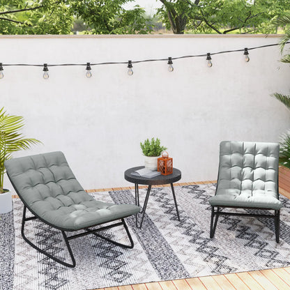 Outdoor Rocking Chair Set of 2 with Cushion, Steel Frame, Grey Outdoor Rocking Chairs at Gallery Canada