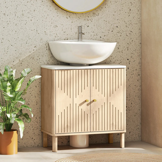 Floor Standing Bathroom Vanity, Bathroom Vanity Cabinet with Adjustable Shelf, Oak Sink Cabinets Oak Wood Grain, White at Gallery Canada