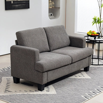 54.3" Loveseat Sofa, 2 Seater, Removable Cushions, Solid Wood Frame, Dark Grey 2-Seater Sofas at Gallery Canada