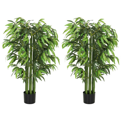 4.6FT Artificial Bamboo Tree Set, Decorative Faux Plant In Nursery Pot