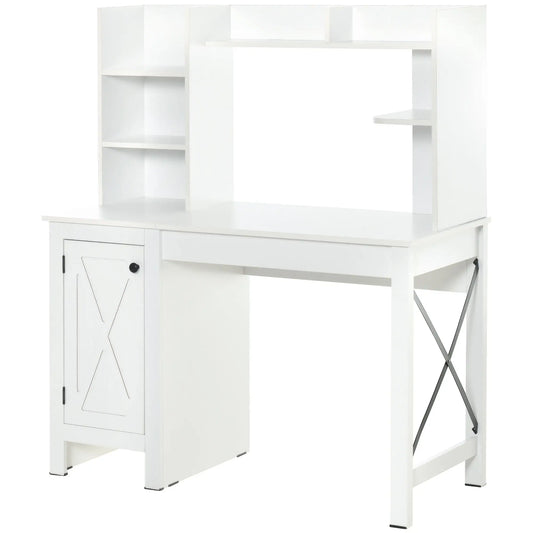 Farmhouse Computer Desk with Storage, 47 Inch, White Computer Desks White, Black at Gallery Canada