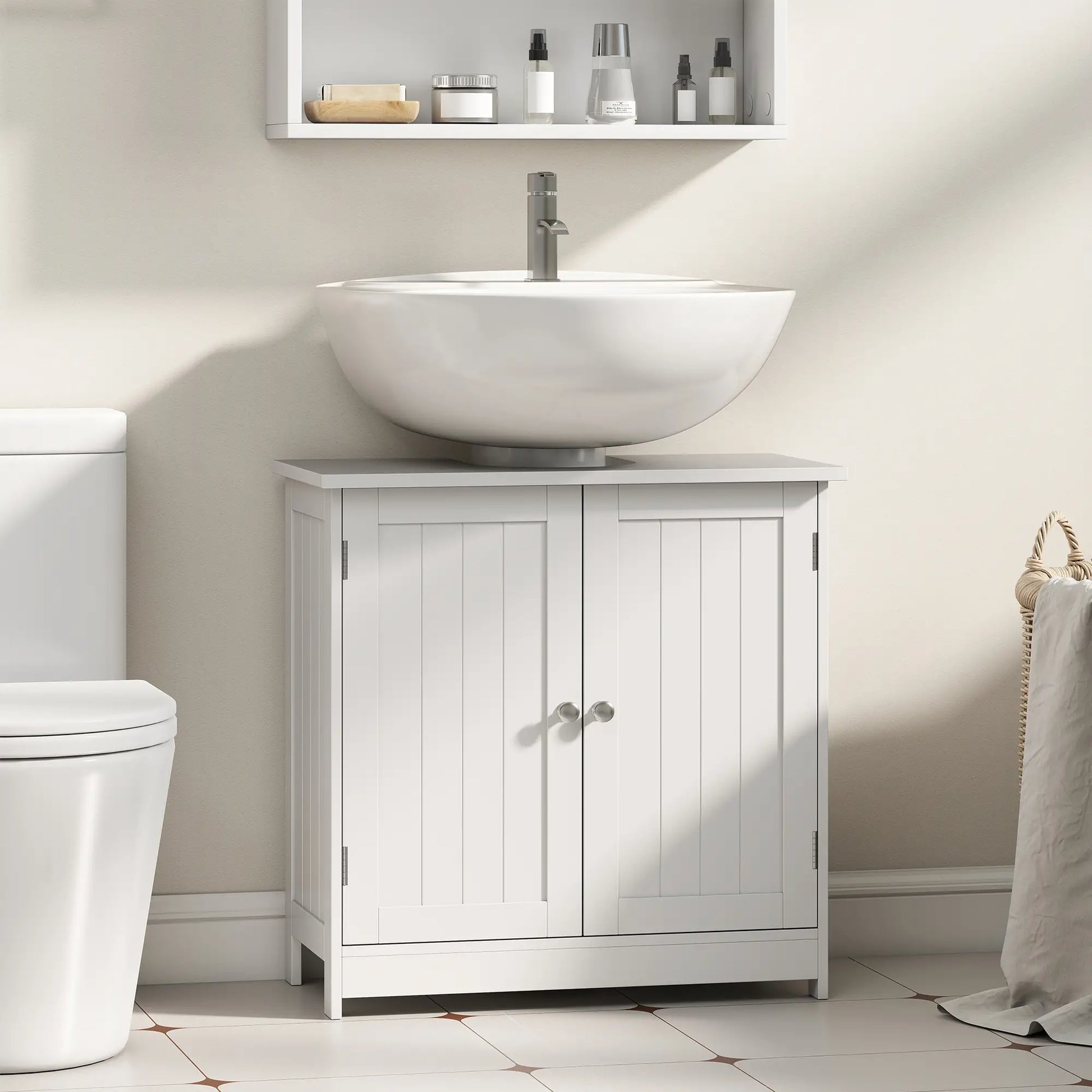 Under Sink Bathroom Cabinet, 2 Doors with Shelf, White Bathroom Cabinets at Gallery Canada