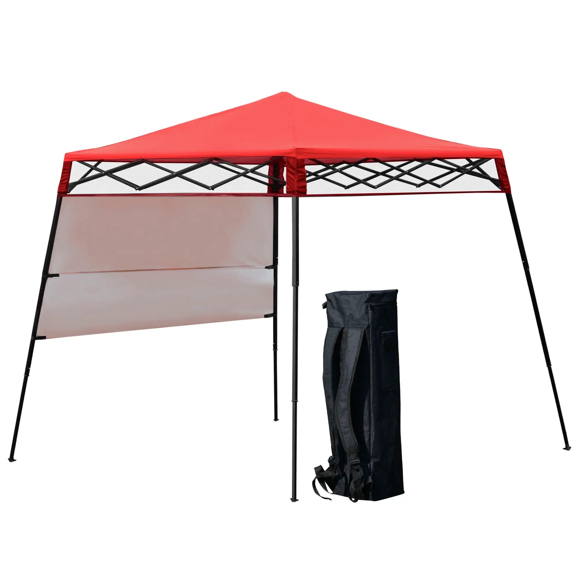 7' x 7' Foldable Gazebo Tent, Adjustable Legs, Black, Red Pop Up Canopies Red, Black at Gallery Canada