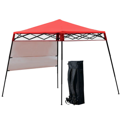 7' x 7' Foldable Gazebo Tent, Adjustable Legs, Black, Red Pop Up Canopies Red, Black at Gallery Canada