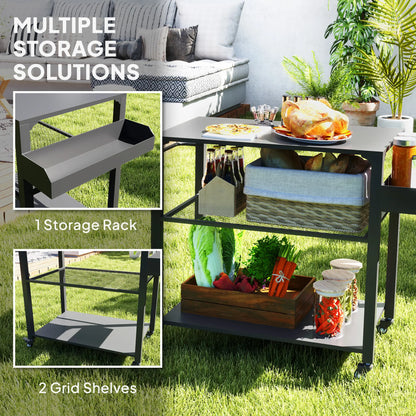 3-Tier Outdoor Grill Cart, Pizza Oven Stand, Storage Rack, 4 Wheels Outdoor Grill Carts at Gallery Canada